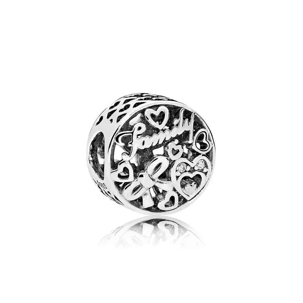 Pandora Family silver charm with 14k and clear cubic zirconia - 796267CZ