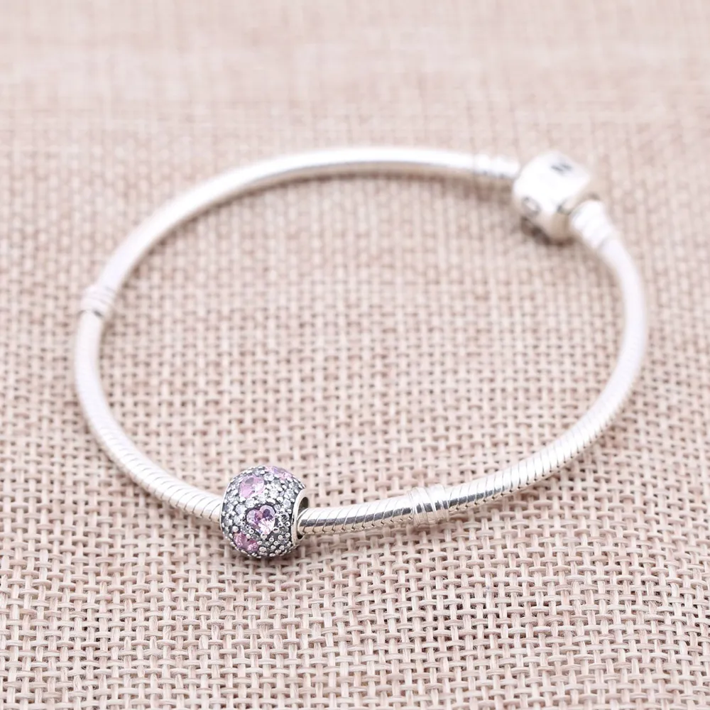 Pandora Fancy Pink Heart Pavé Ball Charm - 791249CZS