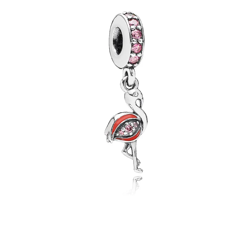 PANDORA Flamingo Dangle, Fancy Pink CZ oransje emalje - 791294CZS