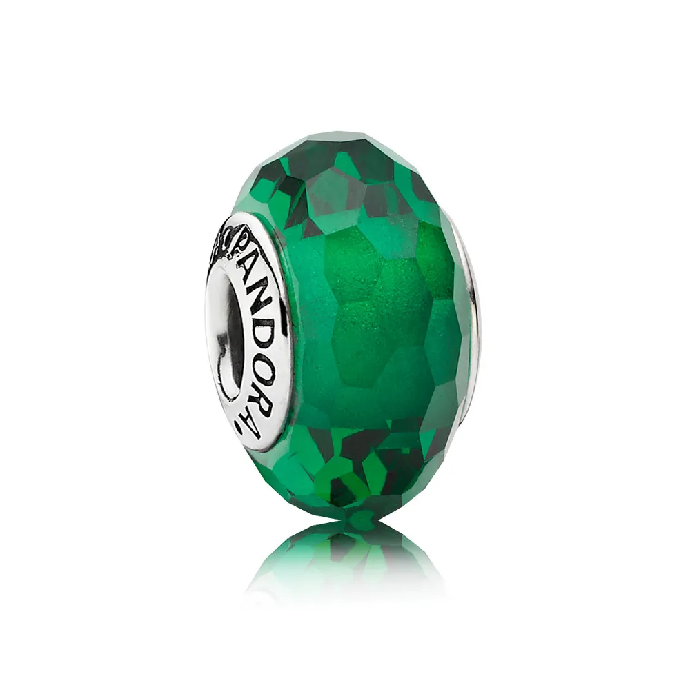 Pandora Forest Green Faceted Glass Charm - 791619