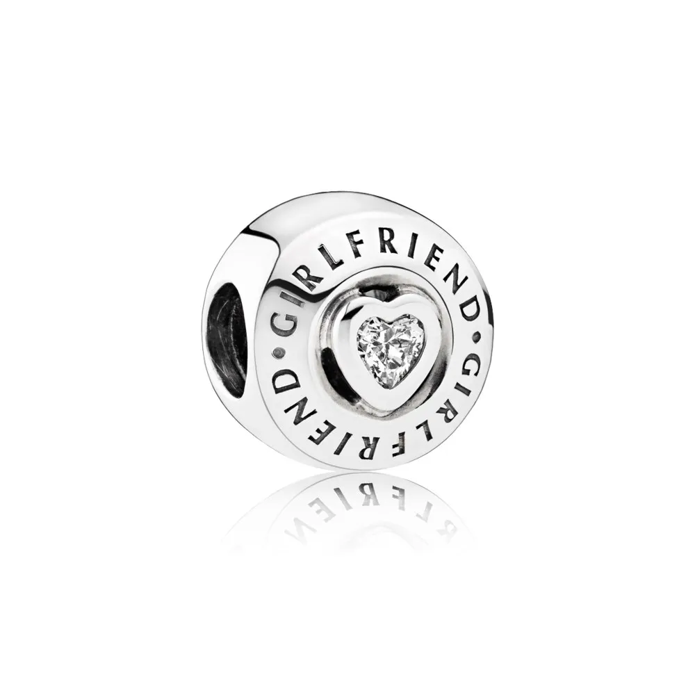 pandora girlfriend silver charm with clear cubic zirconia 792145cz