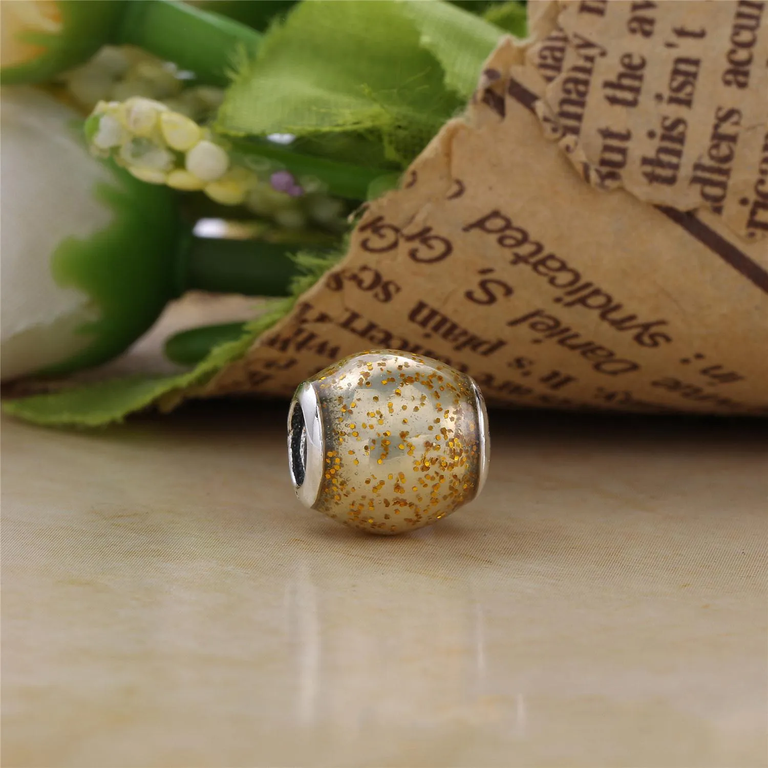 Pandora Golden Glitter Ball Charm - 796327EN146