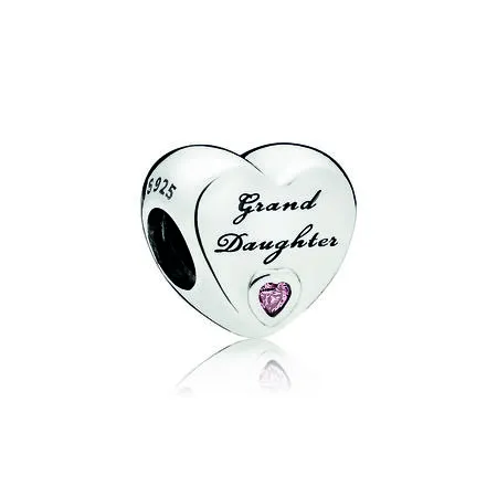 Pandora Granddaughter heart silver charm with pink cubic zirconia - 796261PCZ