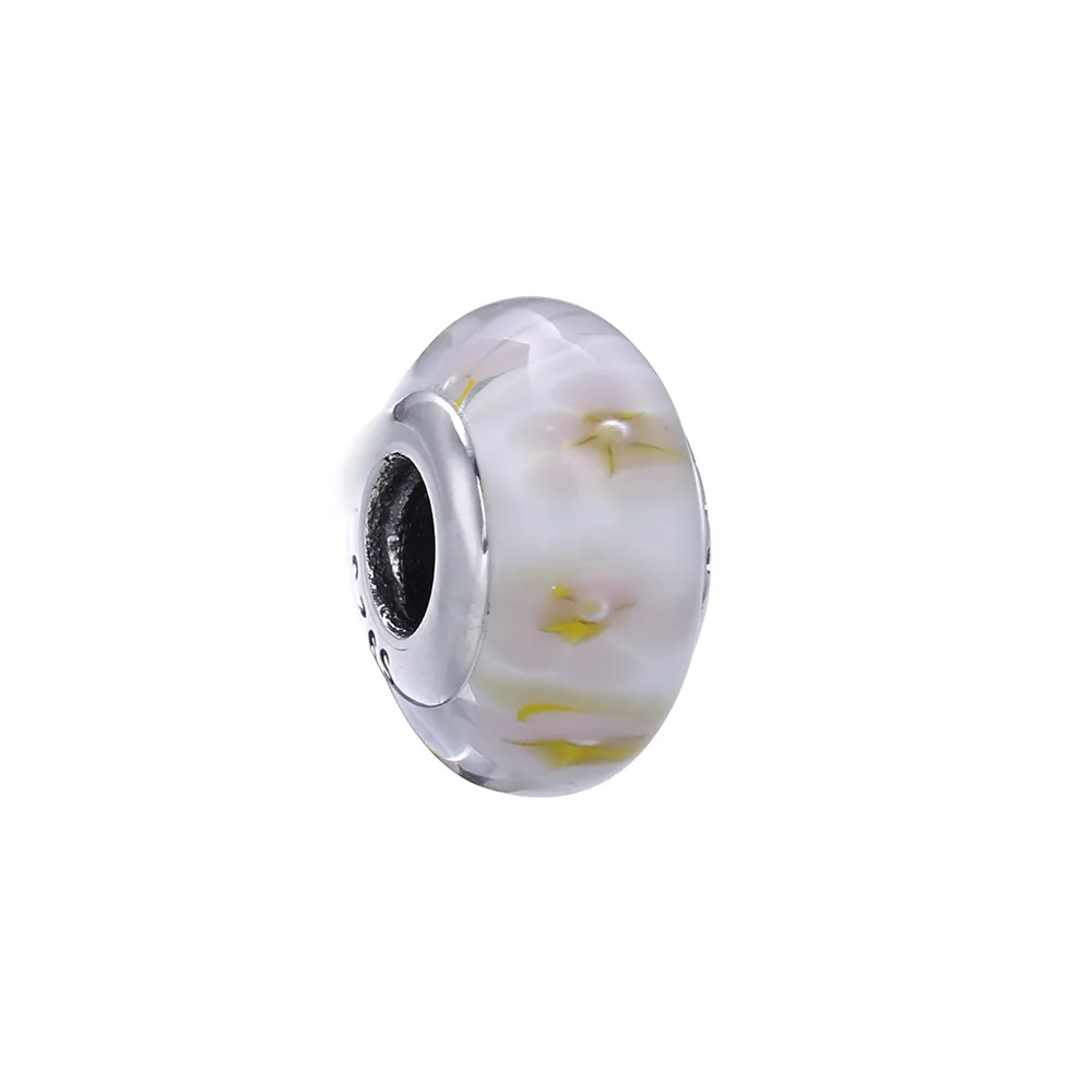 PANDORA Yellow flower Glass Murano Charm - PL00030-1