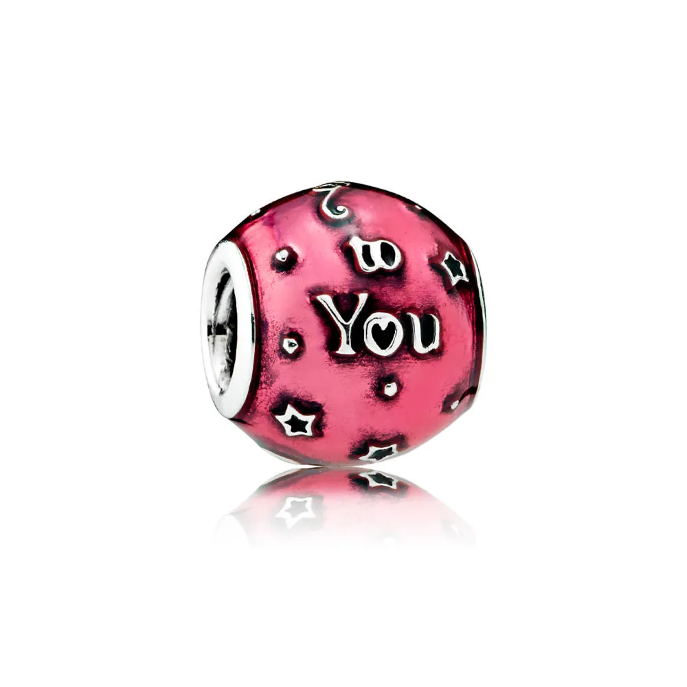 Pandora Happy birthday silver charm with cerise enamel - 791983EN117