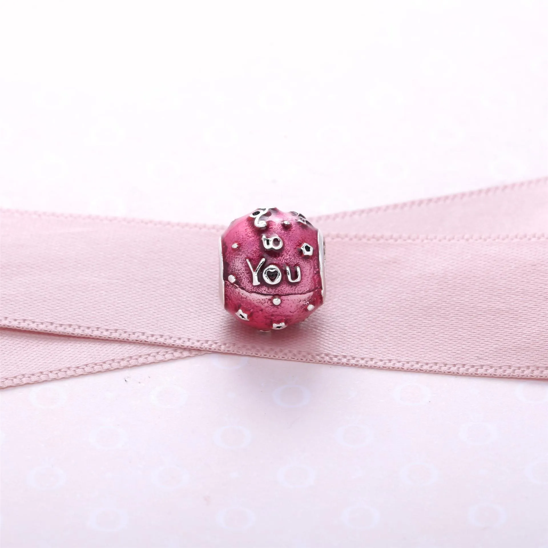 Pandora Happy birthday silver charm with cerise enamel - 791983EN117