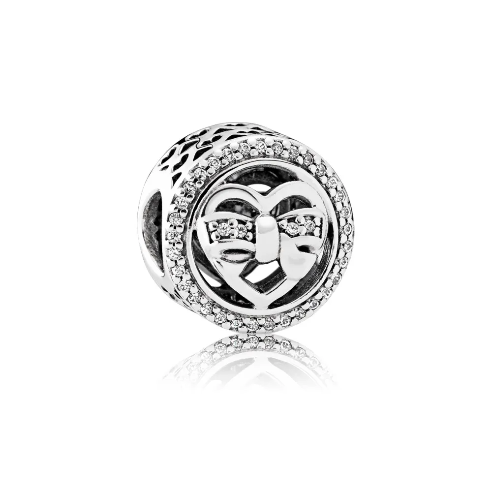 Pandora Heart silver charm with clear cubic zirconia - 792146CZ