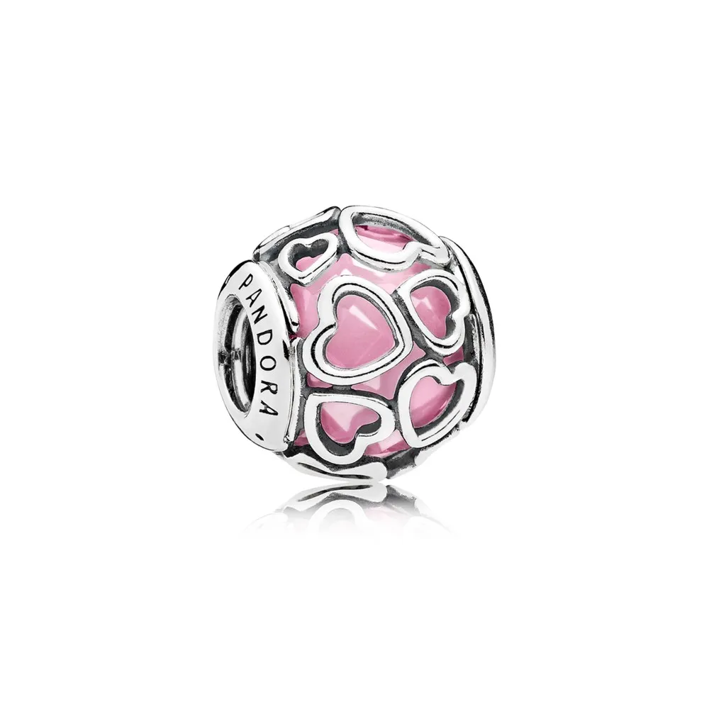 pandora heart silver charm with faceted pink cubic zirconia 792036pcz