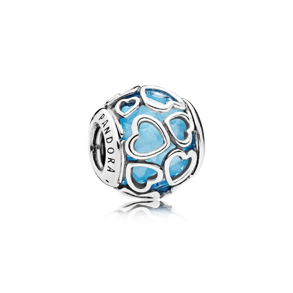 pandora heart silver charm with faceted sky blue crystal 792036nbs