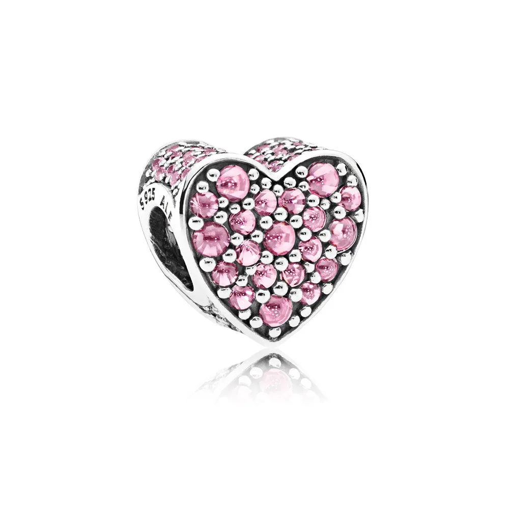 pandora heart silver charm with pink cubic zirconia 792069pcz