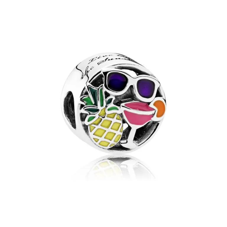 pandora holiday charm in sterling silver with purple orange yellow pink and green enamel 792118enmx