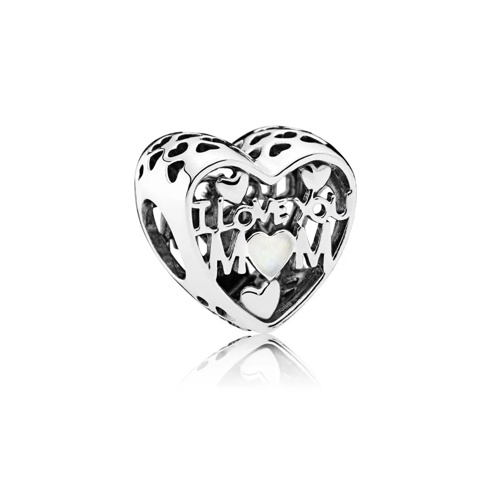 Pandora I love you mum silver heart charm with silver enamel - 792067EN23