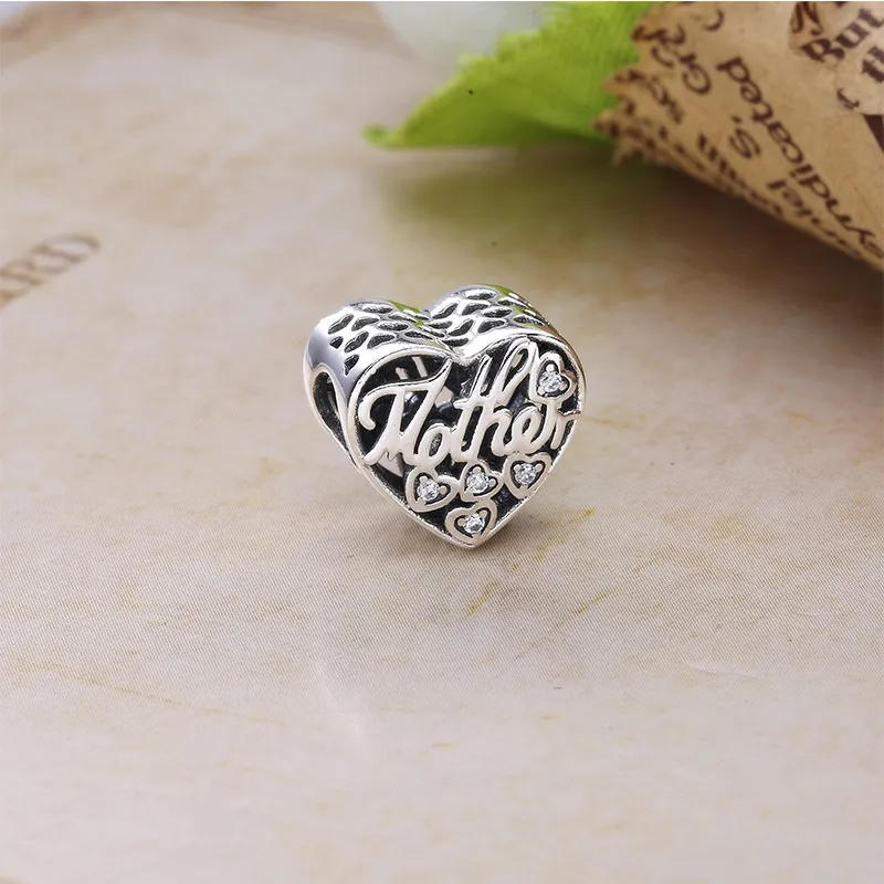 Pandora I love you mum silver heart charm with silver enamel - 792067EN23