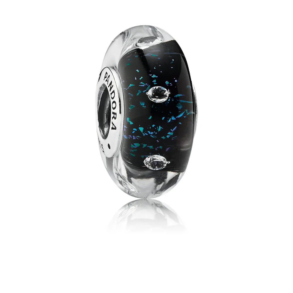 Pandora Iridescent Blue Fizzle Glass Charm - 791627CZ