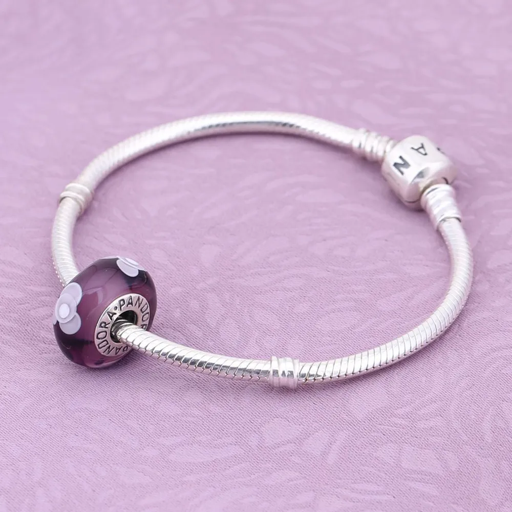 Pandora Lilla blomst, glasscharm - 790643