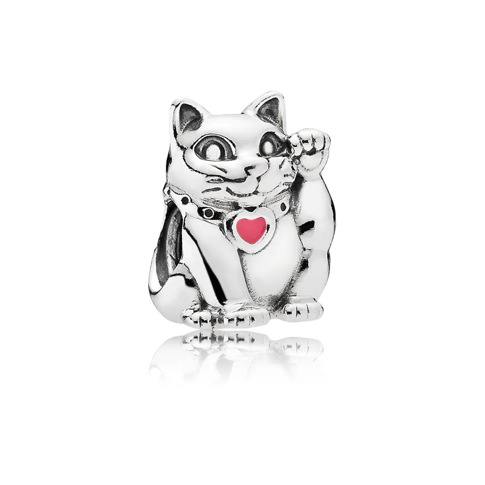 Pandora Lyserosa vinkende katt, charm - 790989EN05