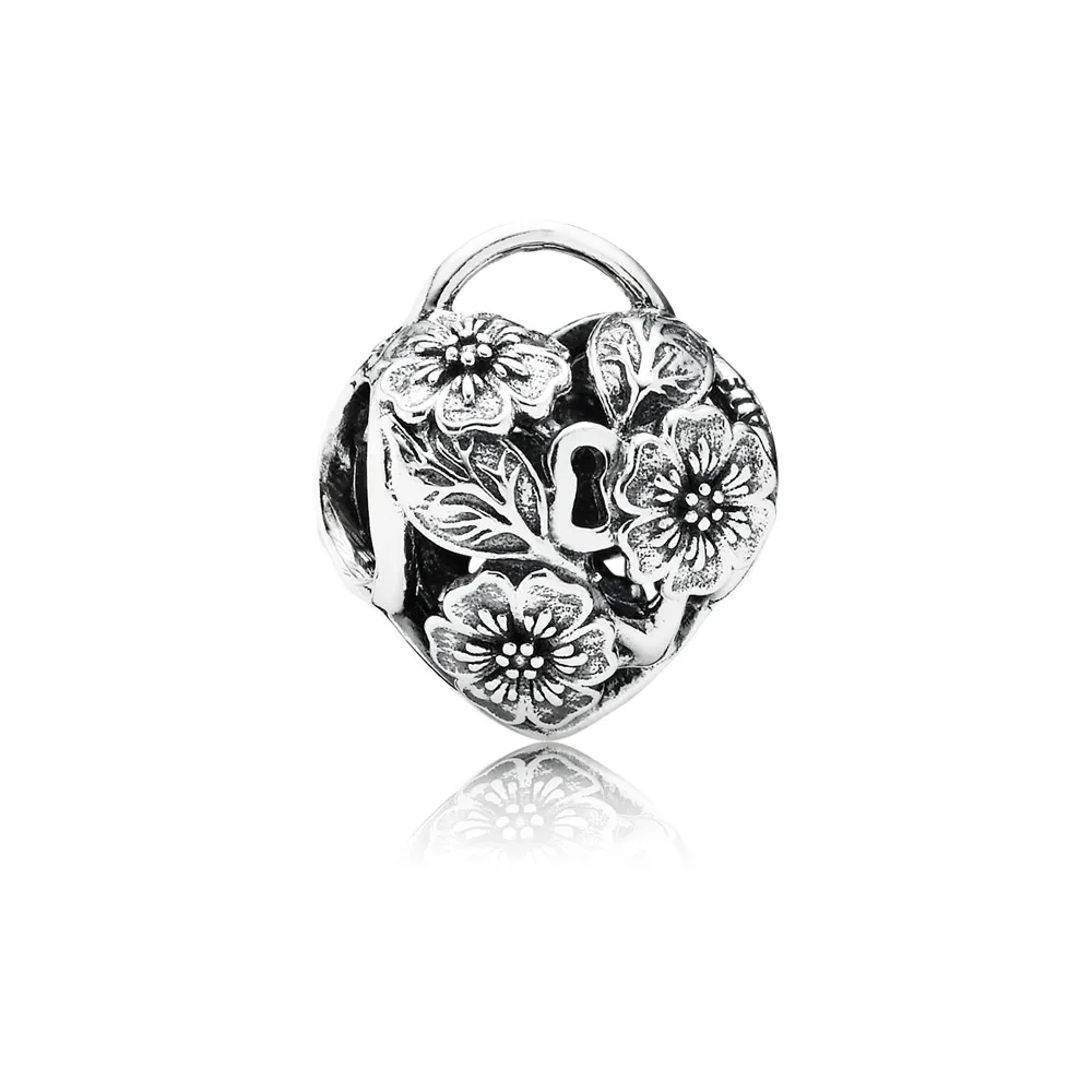 pandora lås med blomsterhjerte charm 791397