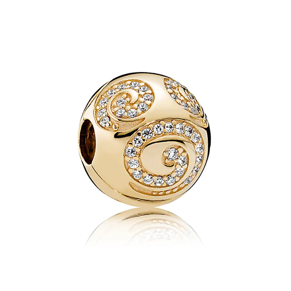 pandora mikke mus gold swirl charm clip 7501055890729p