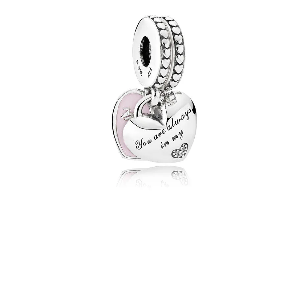 PANDORA Mother Datter Hearts Myk Rosa Emalje Clea Dangle - 792072en40