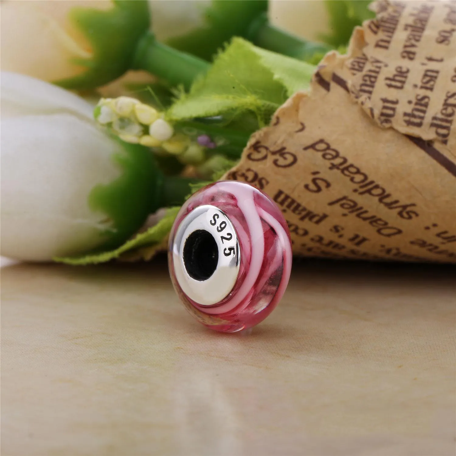 PANDORA Murano-sjarme i rosa glass - PL00068-1