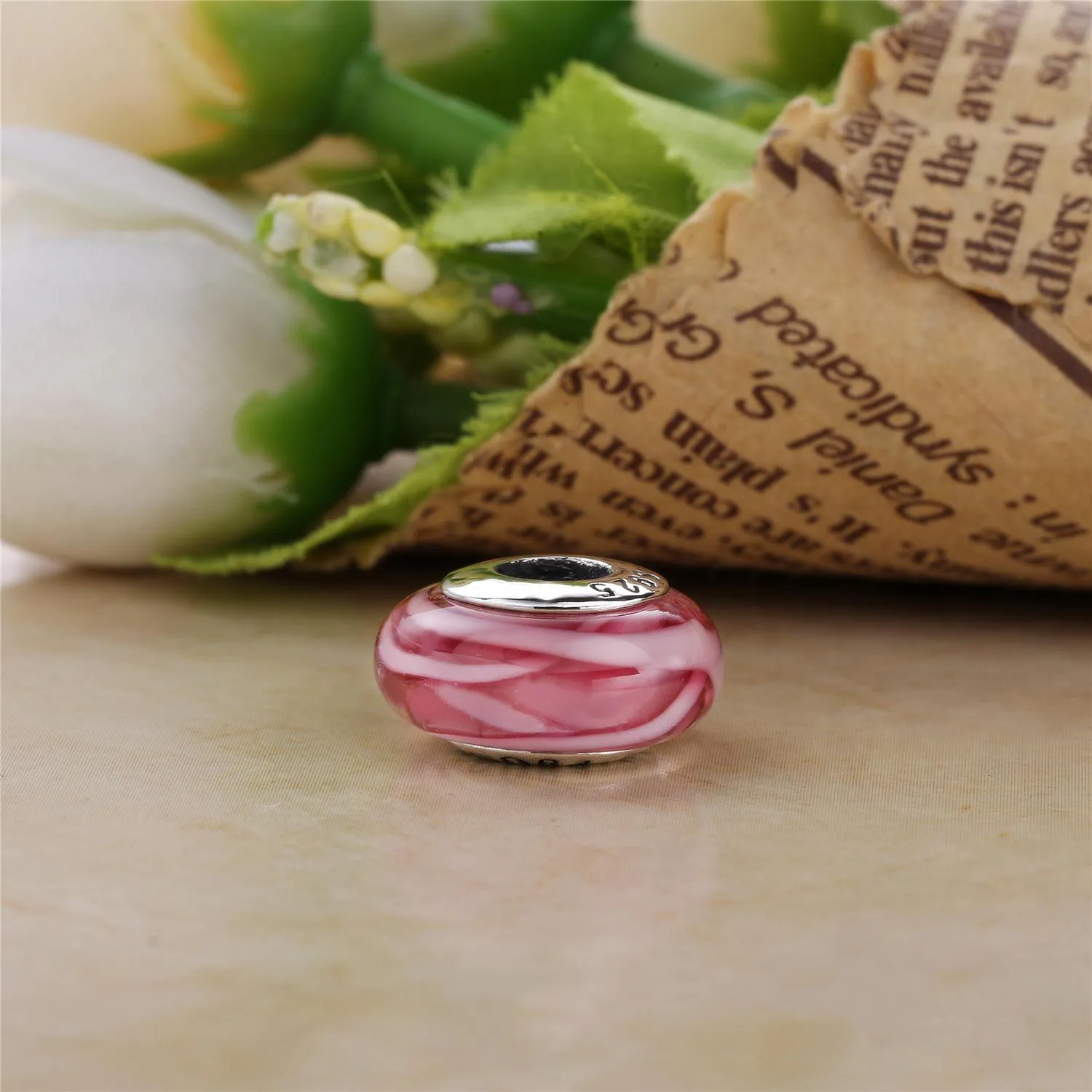 PANDORA Murano-sjarme i rosa glass - PL00068-1