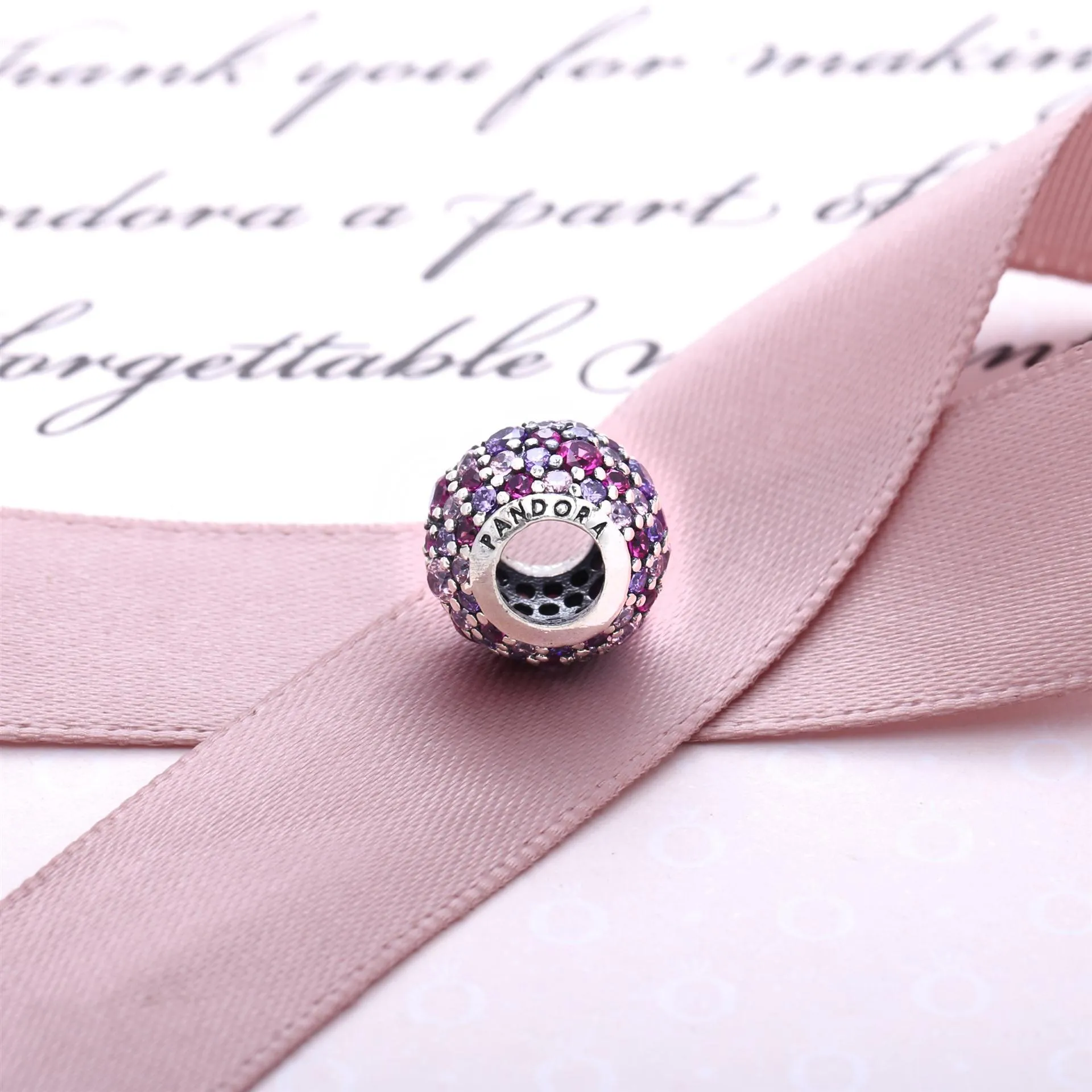 Pandora Pink Mix Pavé Ball Charm - 791261ACZMX