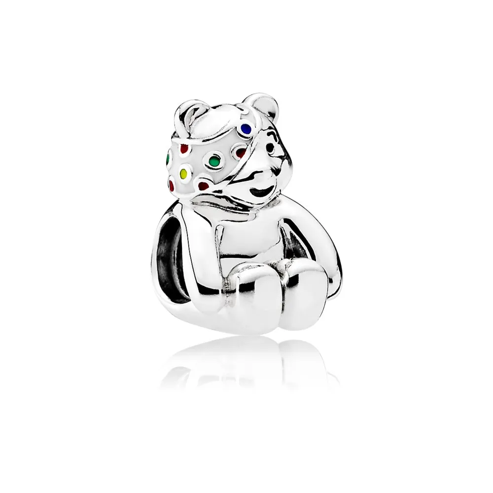 Pandora Pudsey Bear silver charm with mixed enamel colours - 791990ENMX