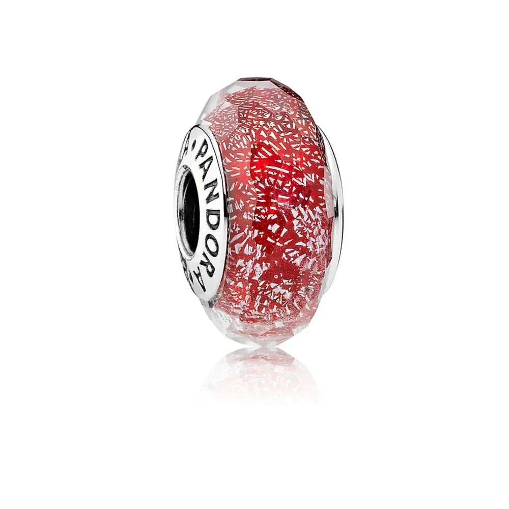 pandora red shimmer glass charm 791654