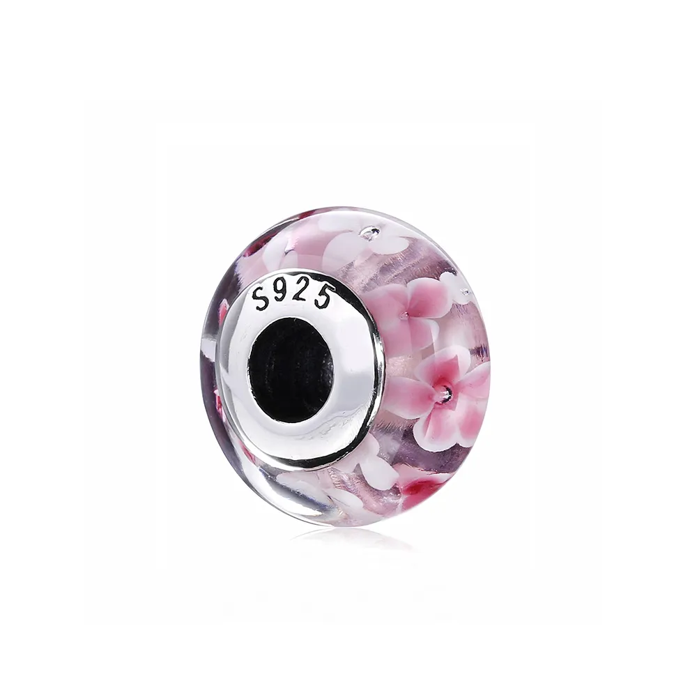 pandora rosa blomst glass murano charm 791652a