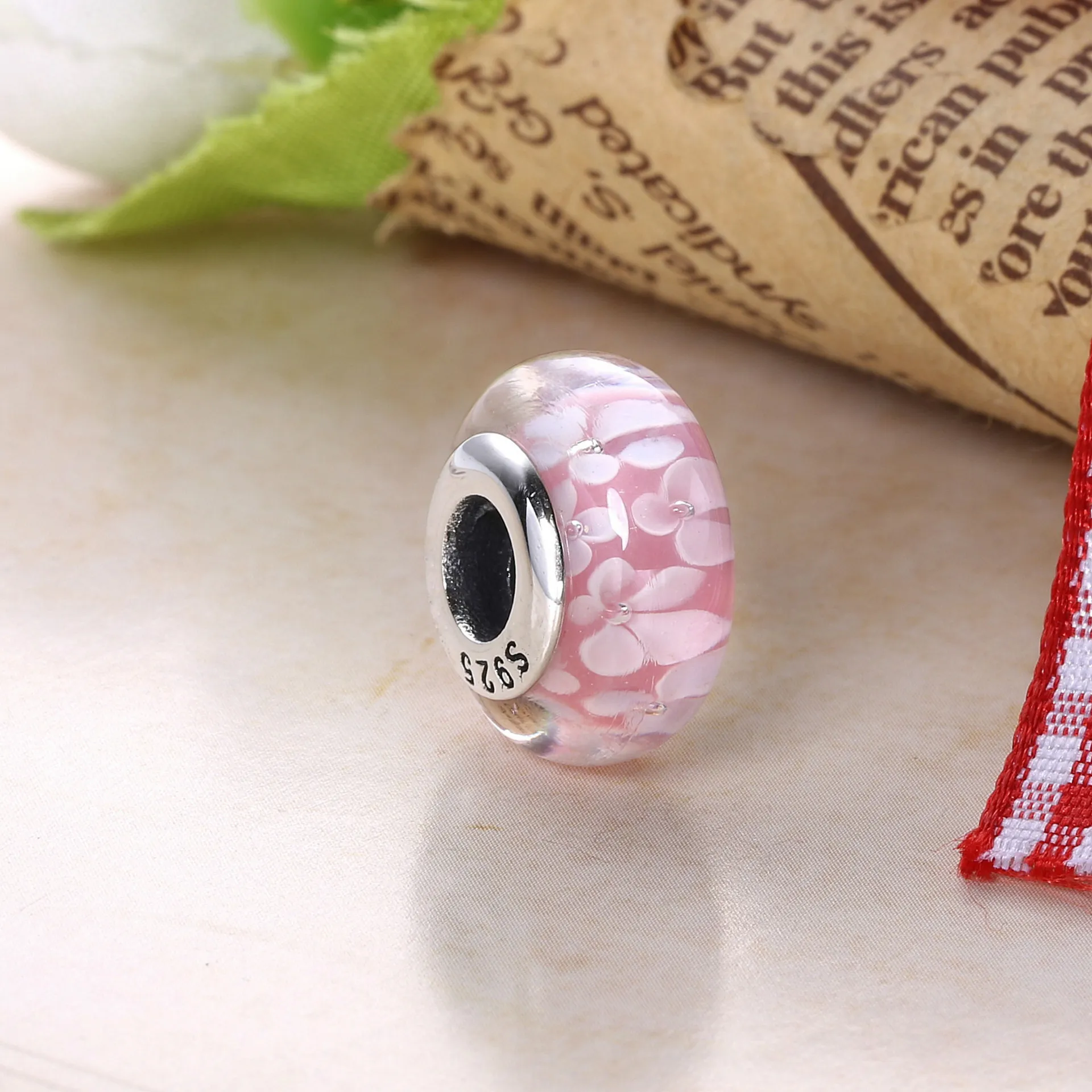 PANDORA Rosa blomst Glass Murano Charm - 791653A