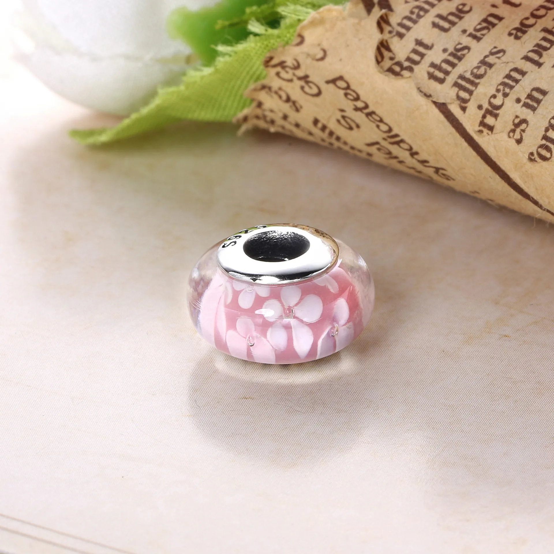 PANDORA Rosa blomst Glass Murano Charm - 791653A