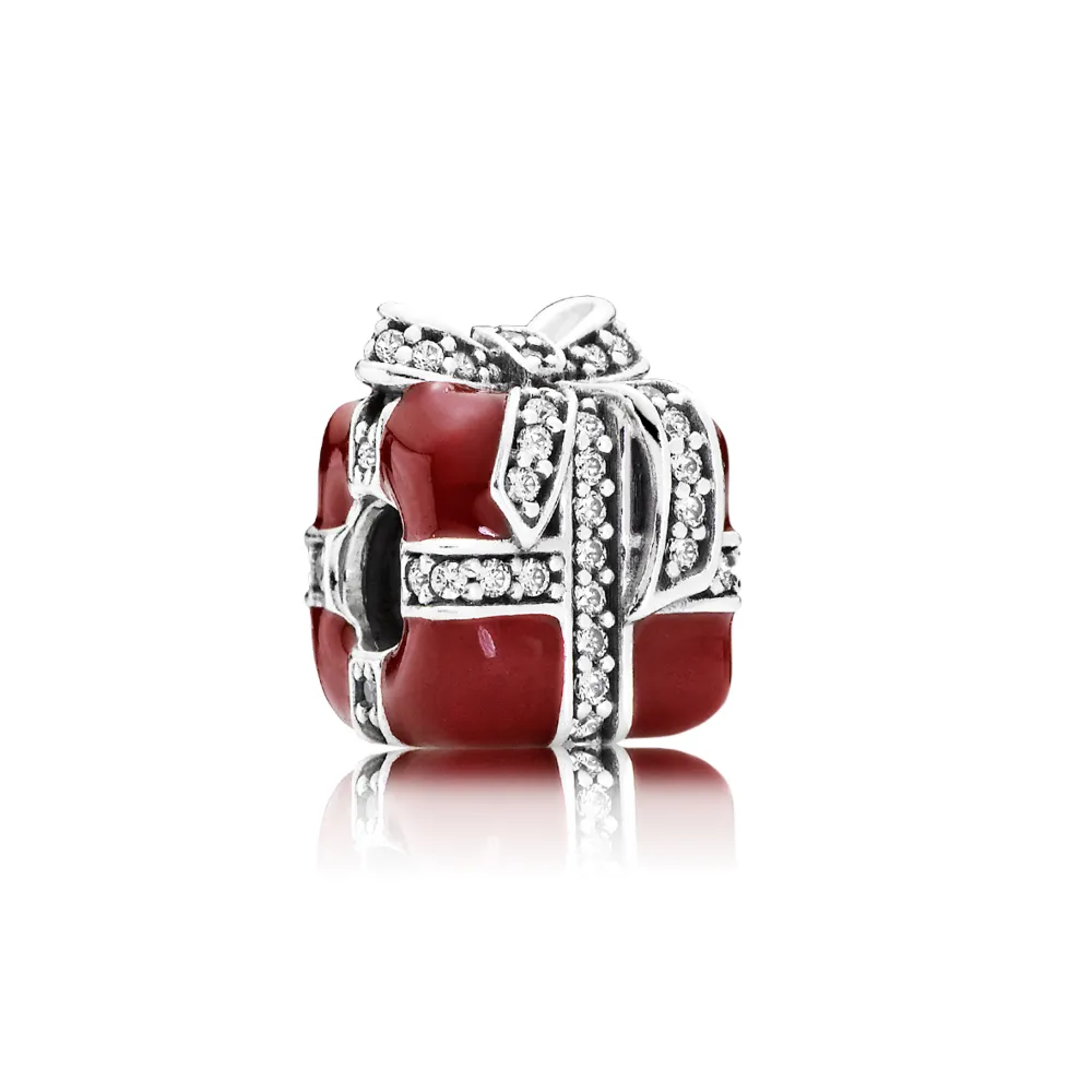 pandora rød gnistrende overraskelse charm 791772cz