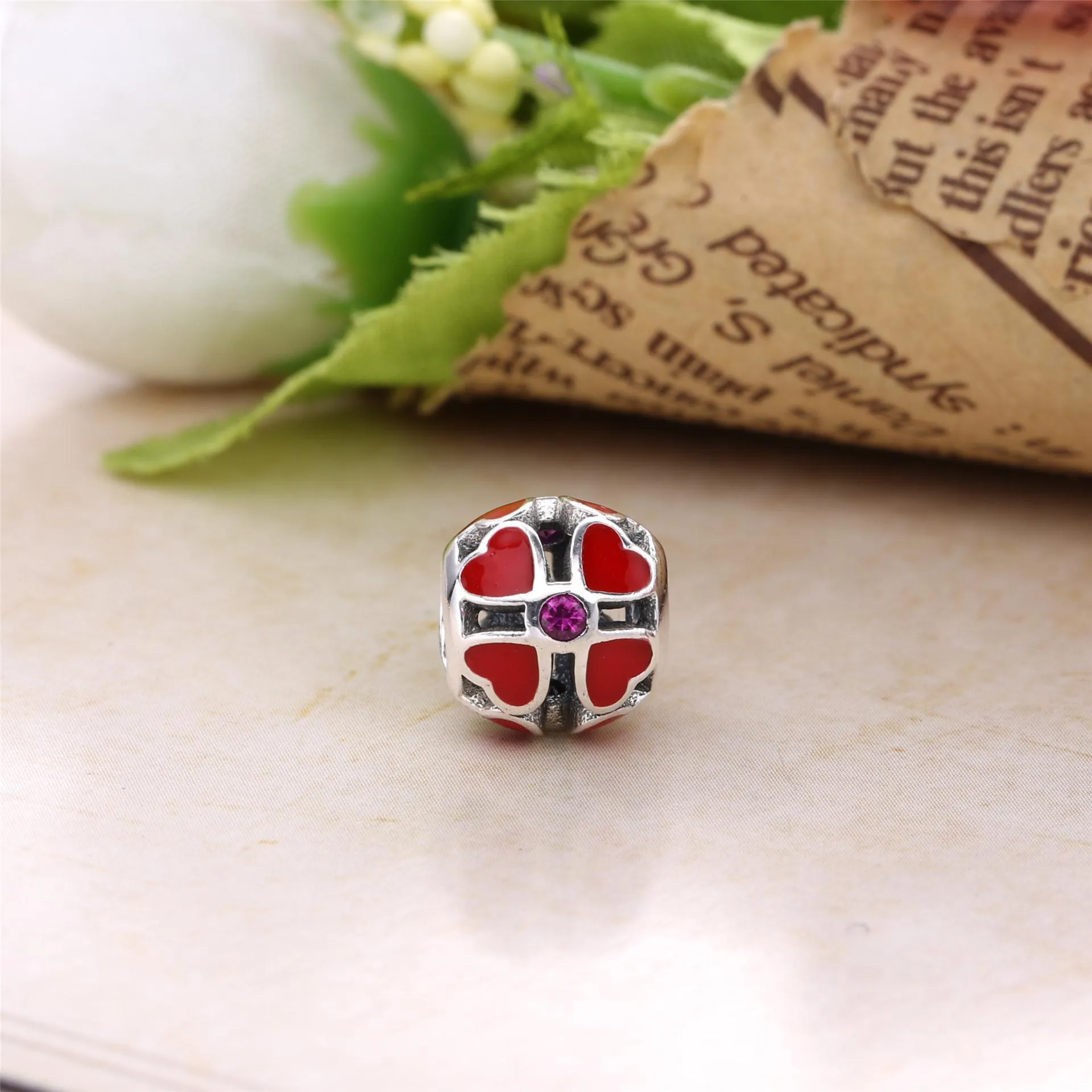 PANDORA Rødkløver Charm - PD00110-1