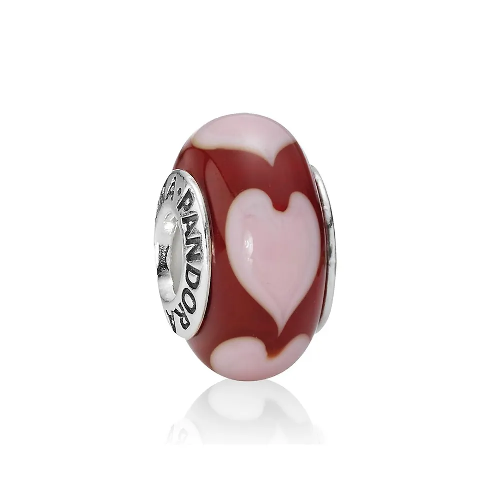 pandora rødt hjerte glasscharm 790658