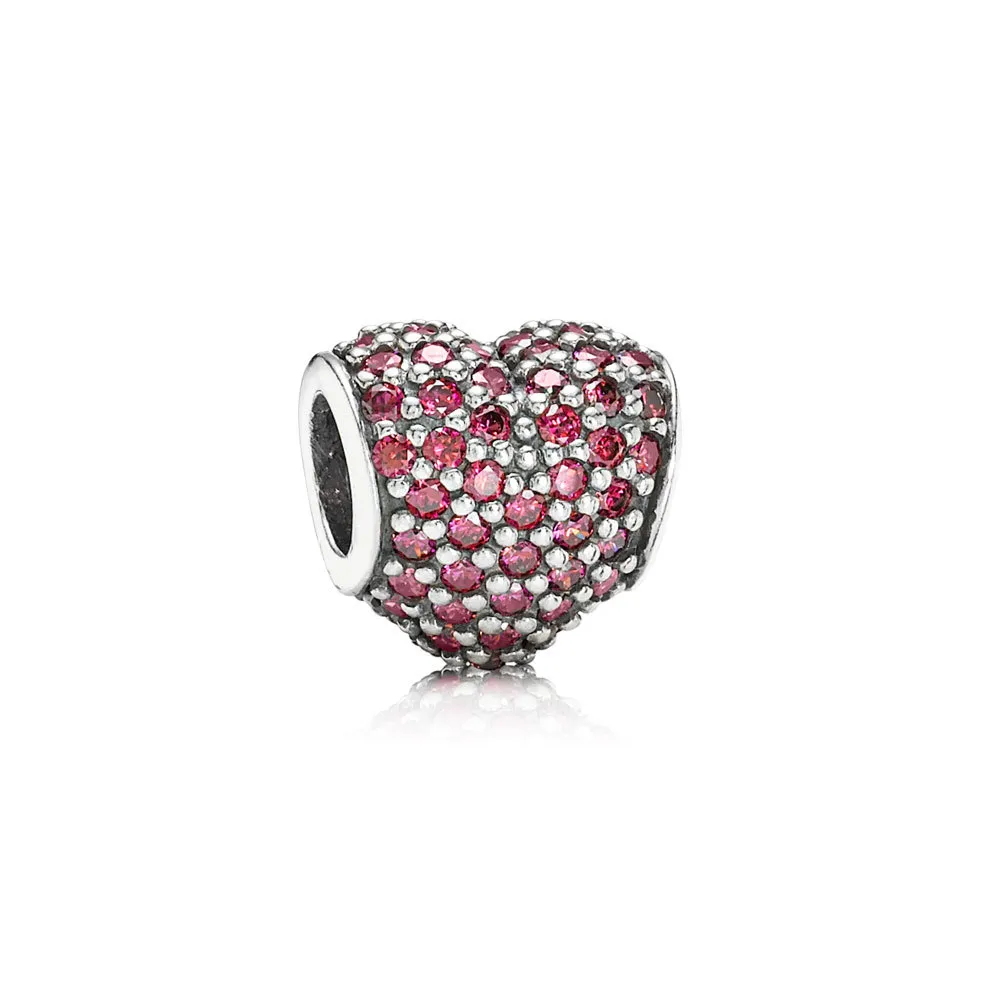 Pandora Rødt, pavé hjerte, charm - 791052CZR