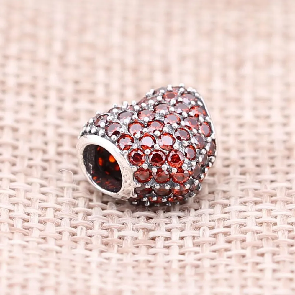 Pandora Rødt, pavé hjerte, charm - 791052CZR