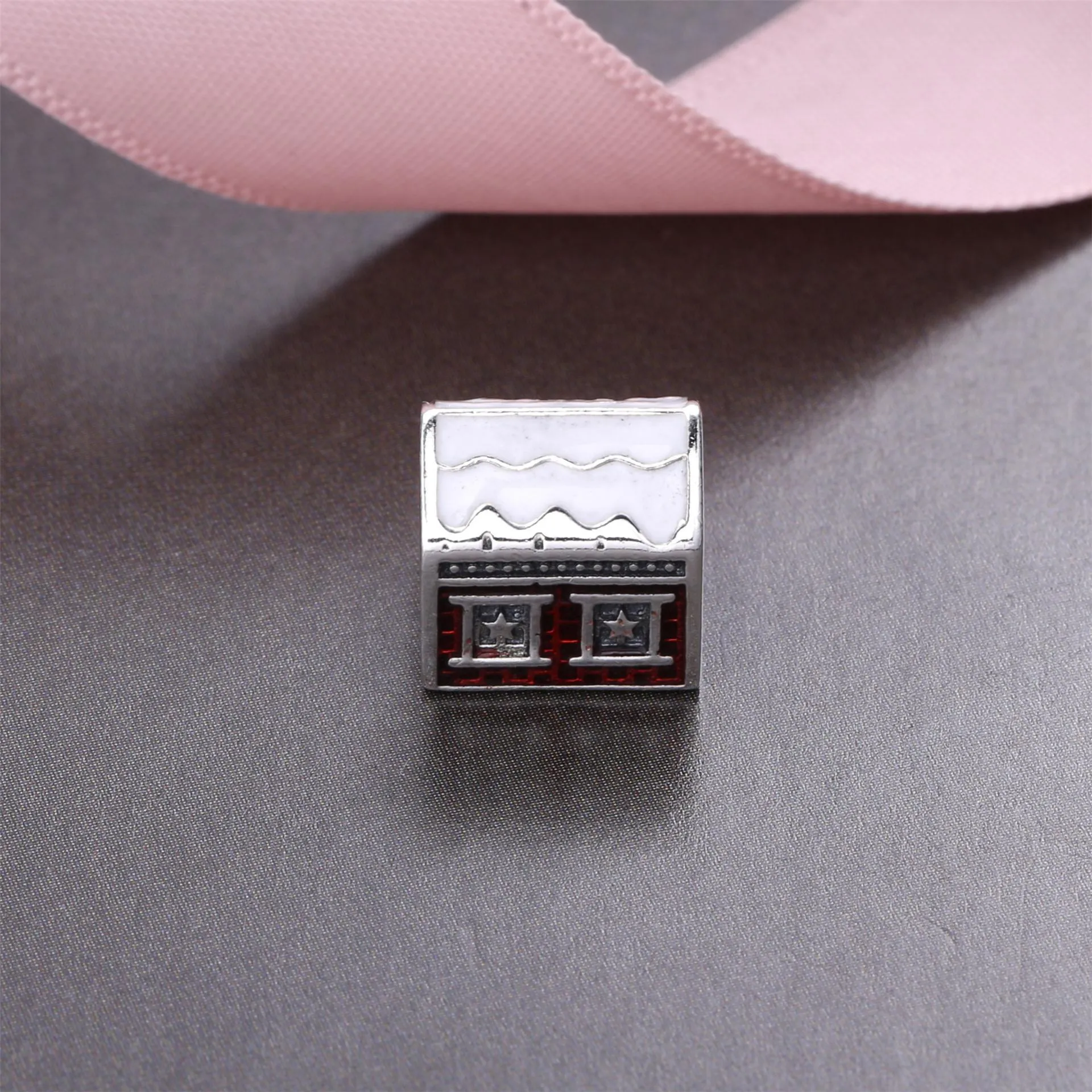 Pandora Santa's Home silver charm with white and red enamel - 792003ENMX