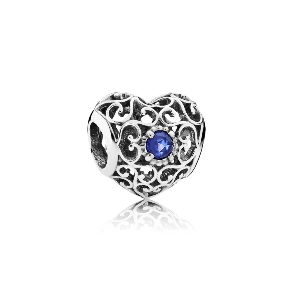 Pandora September Signature Heart Charm - 791784SSA