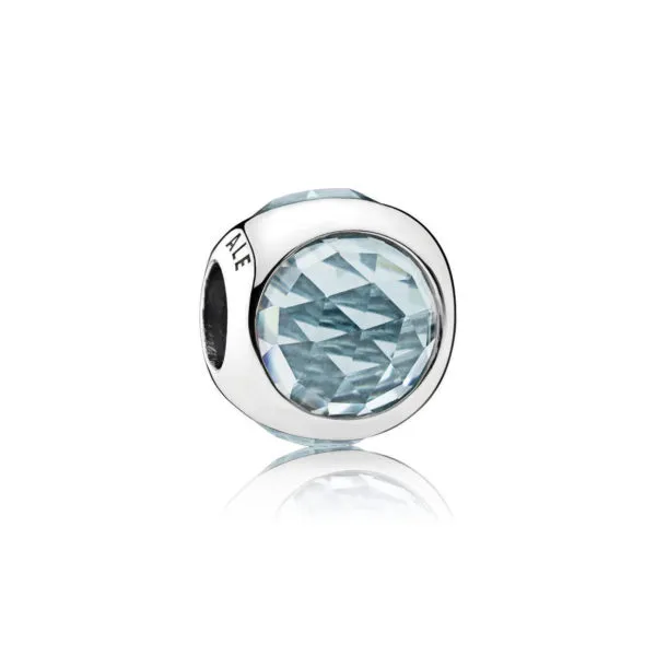 pandora silver charm with aqua blue crystal 792095nab