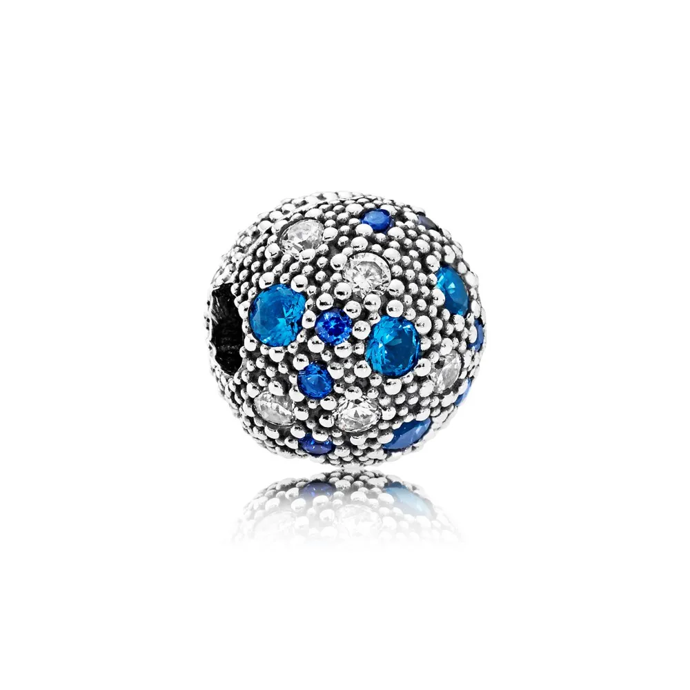 Pandora Silver clip with Swiss blue crystal, clear cubic zirconia and royal blue crystal - 791286NSBMX