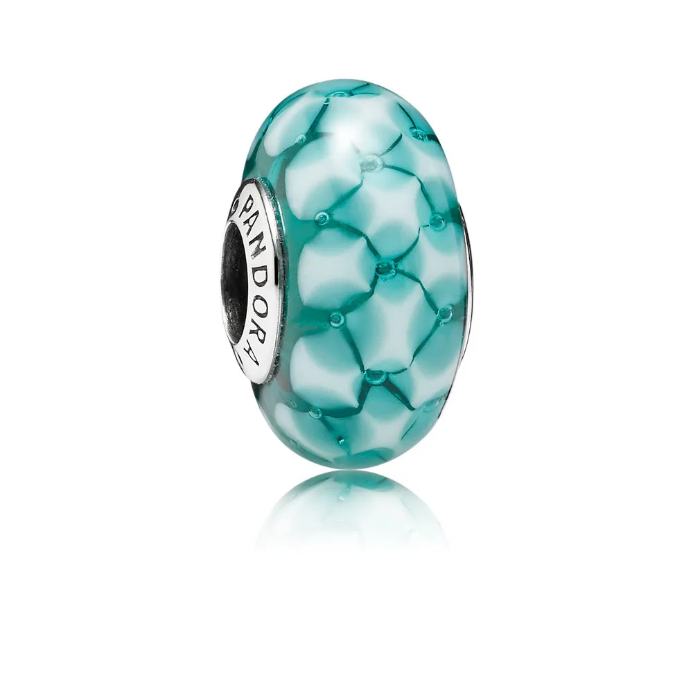 Pandora Sjøgrønt gitter, glasscharm - 791625