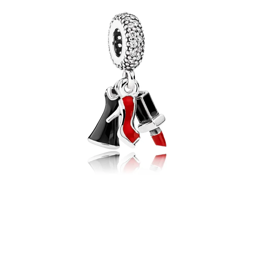 PANDORA Glamour Trio, Mixed Enamel Clear CZ Dangle Charm - 792156ENMX