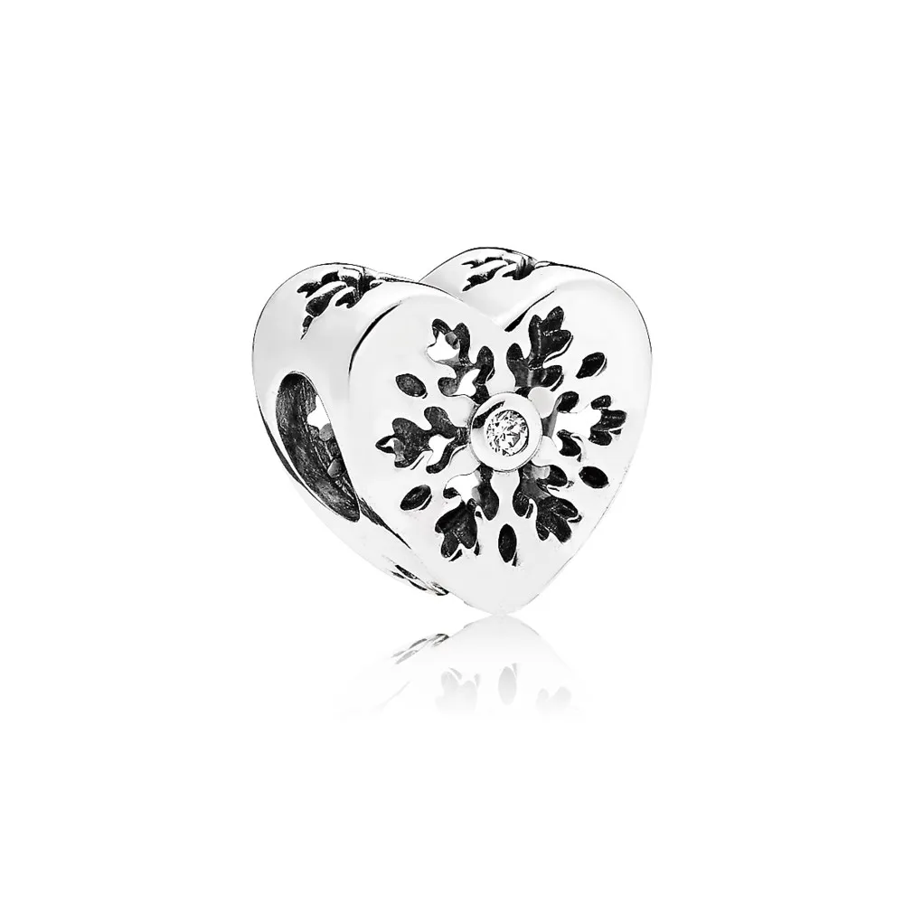 Pandora Snowflake heart silver charm with clear cubic zirconia - 796359CZ