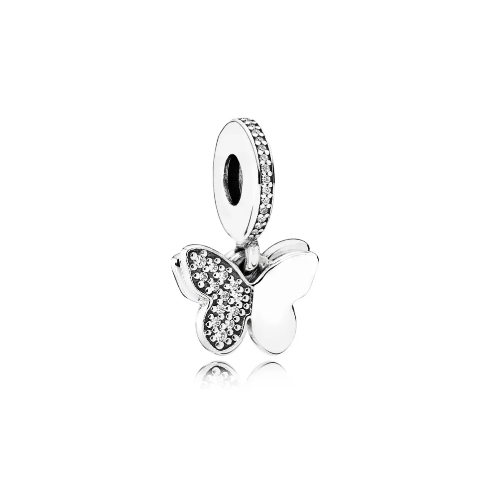 Pandora Sommerfugl sølv dingler med klare cubic zirconia - 791844CZ