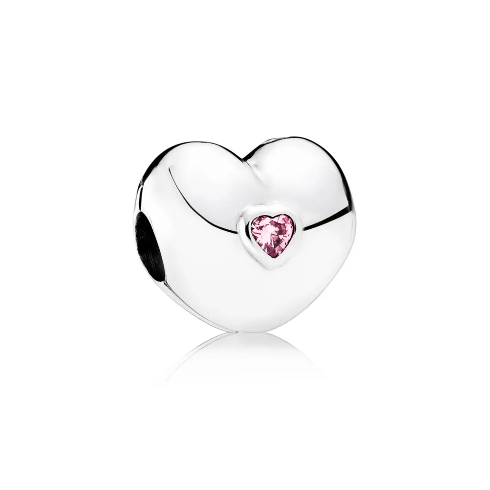 PANDORA Steady Heart Clip, Rosa CZ - 791981PCZ