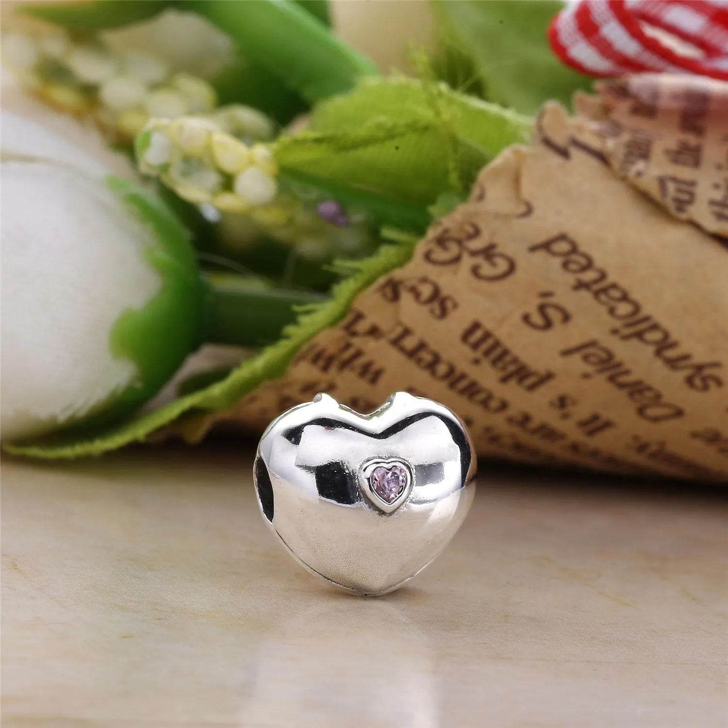 PANDORA Steady Heart Clip, Rosa CZ - 791981PCZ