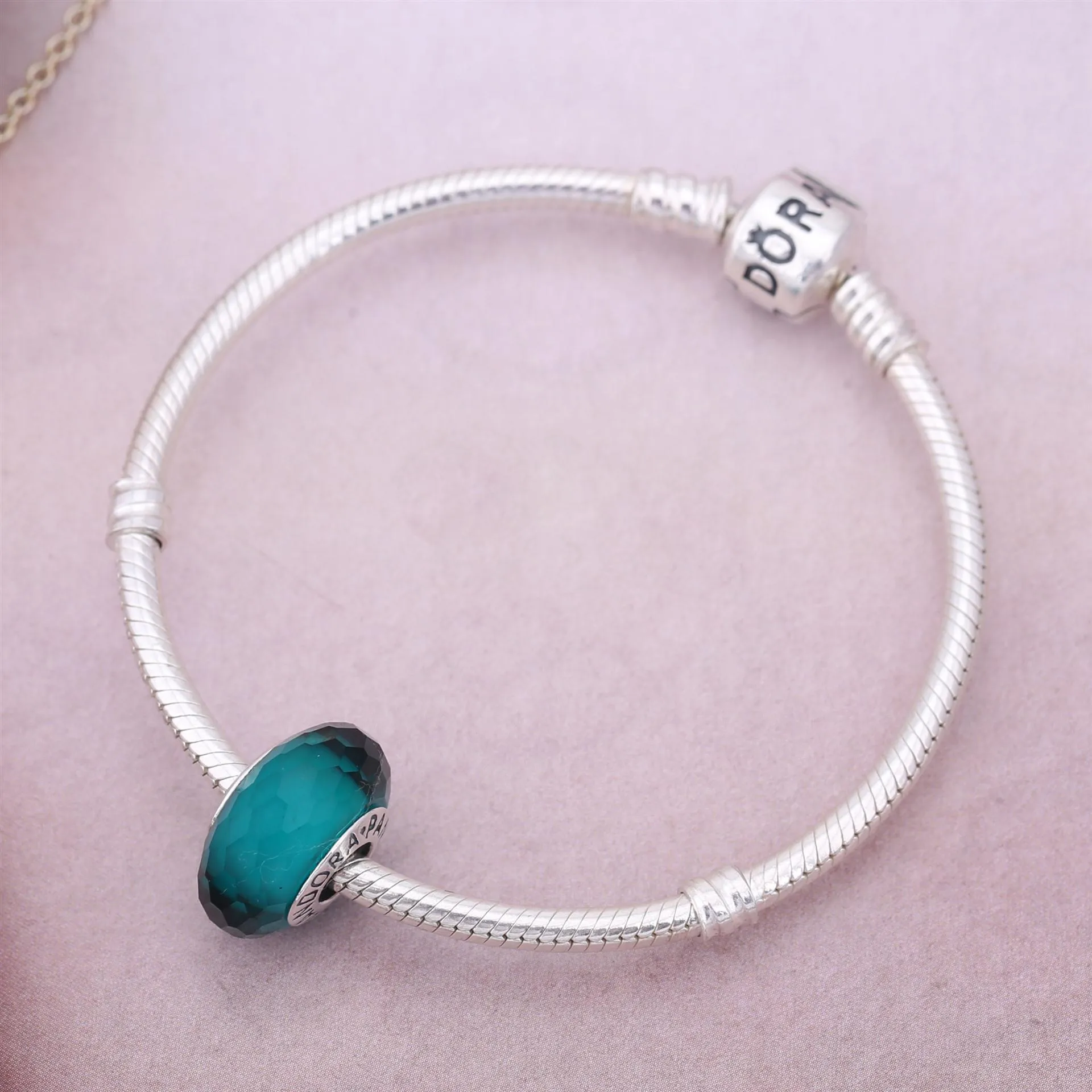 Pandora Teal Faceted Glass Charm - 791606