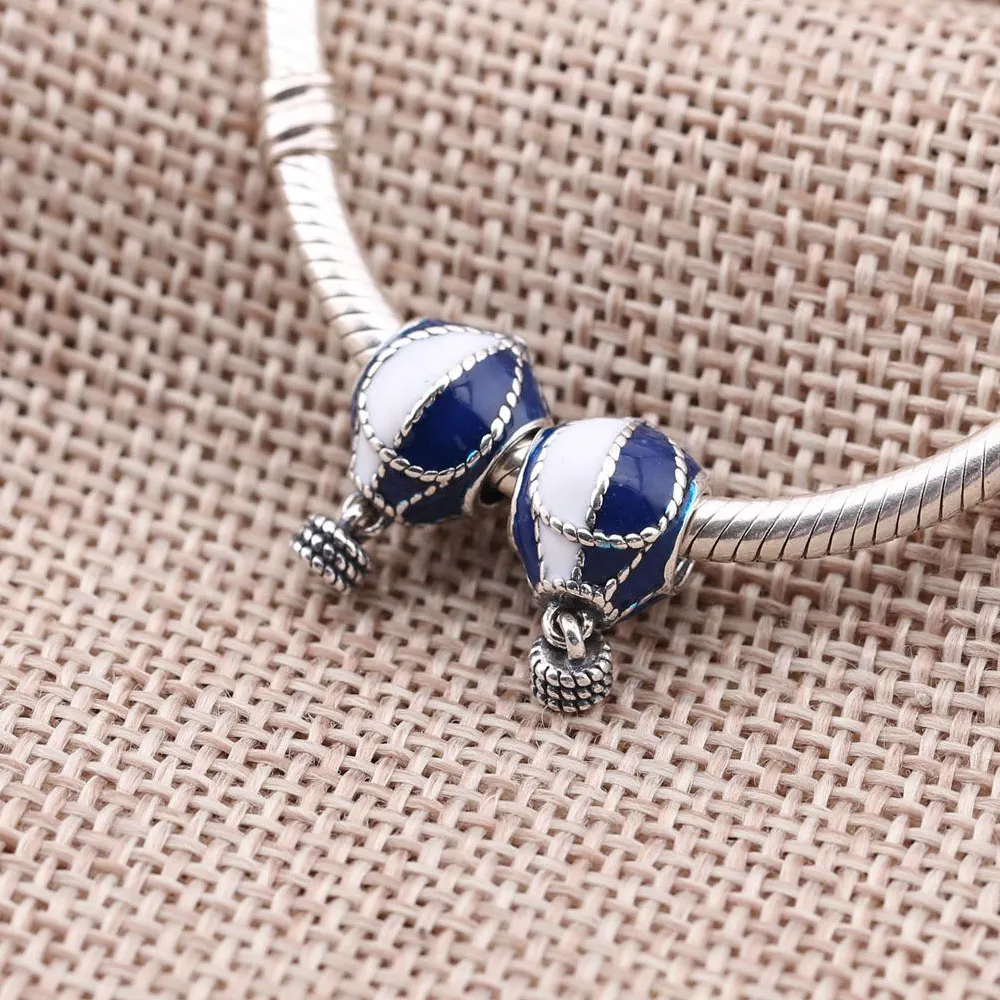 PANDORA Up and Away, Blue White Enamel Pendant Charm - 791145ENMX