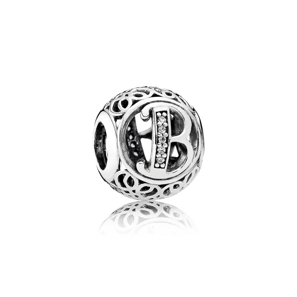 pandora vintage letter b charm 791846cz