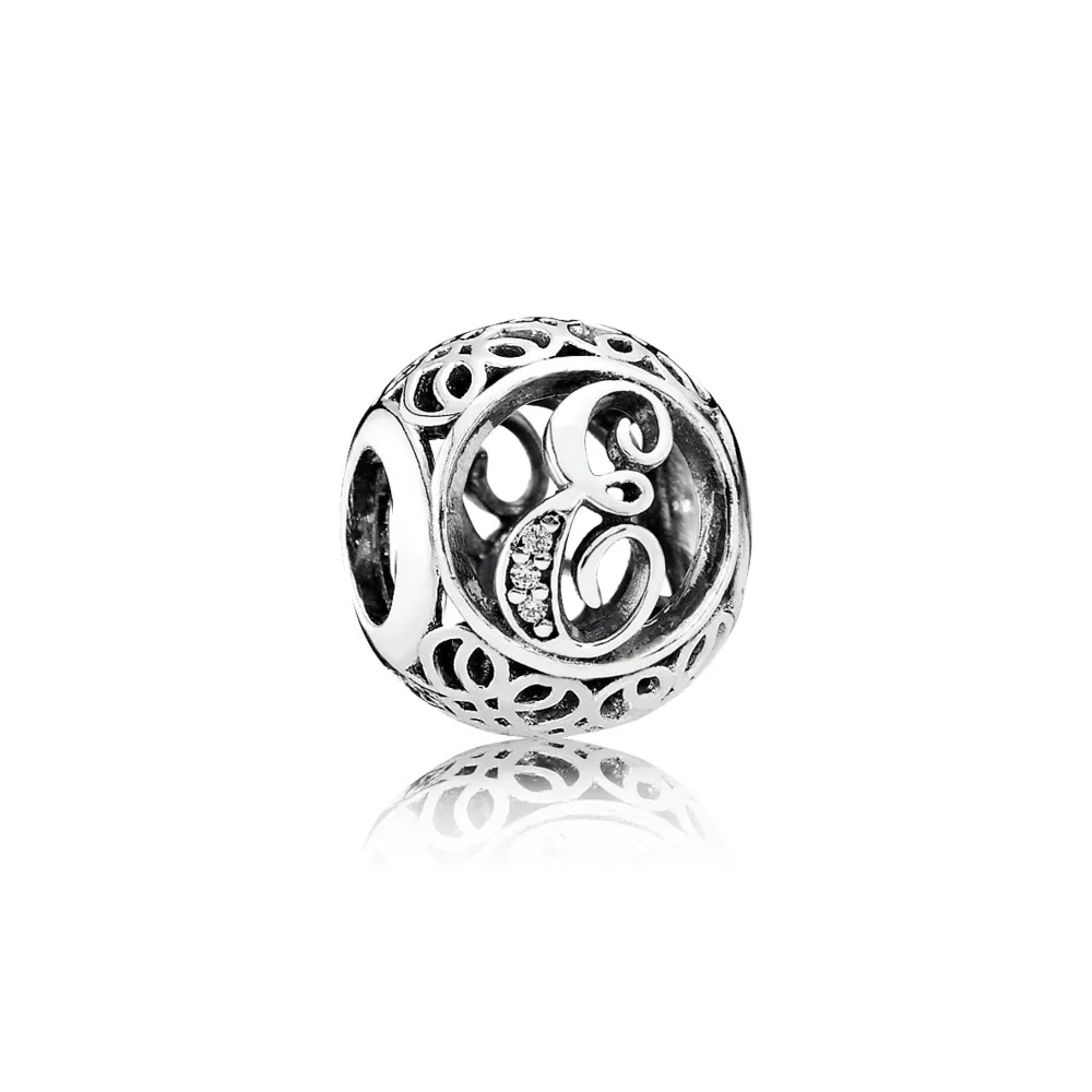 pandora vintage letter e charm 791849cz